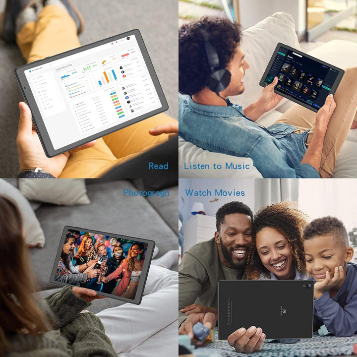 Tablet de 10 pulgadas, 32 GB de almacenamiento, pantalla HD IPS, Qu...