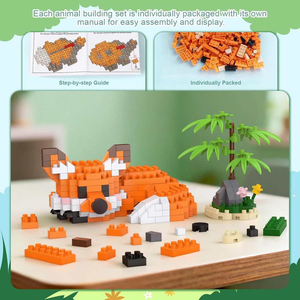 HIGH GODO Paquete de 12 juegos de construcción de animales para fiestas de animales, minibloques de construcción de animales, kits de modelo, bolsas de regalo, juguetes de premios pequeños, regalos para adultos y adolescentes a partir de 14 años