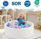 Piscina de bolas de espuma de 35.4 x 11.8 pulgadas para niños pequeños, pelotas redondas para bebés de 1 a 3 años, pelotas de juego para niños y niñas, pelotas no incluidas, color blanco