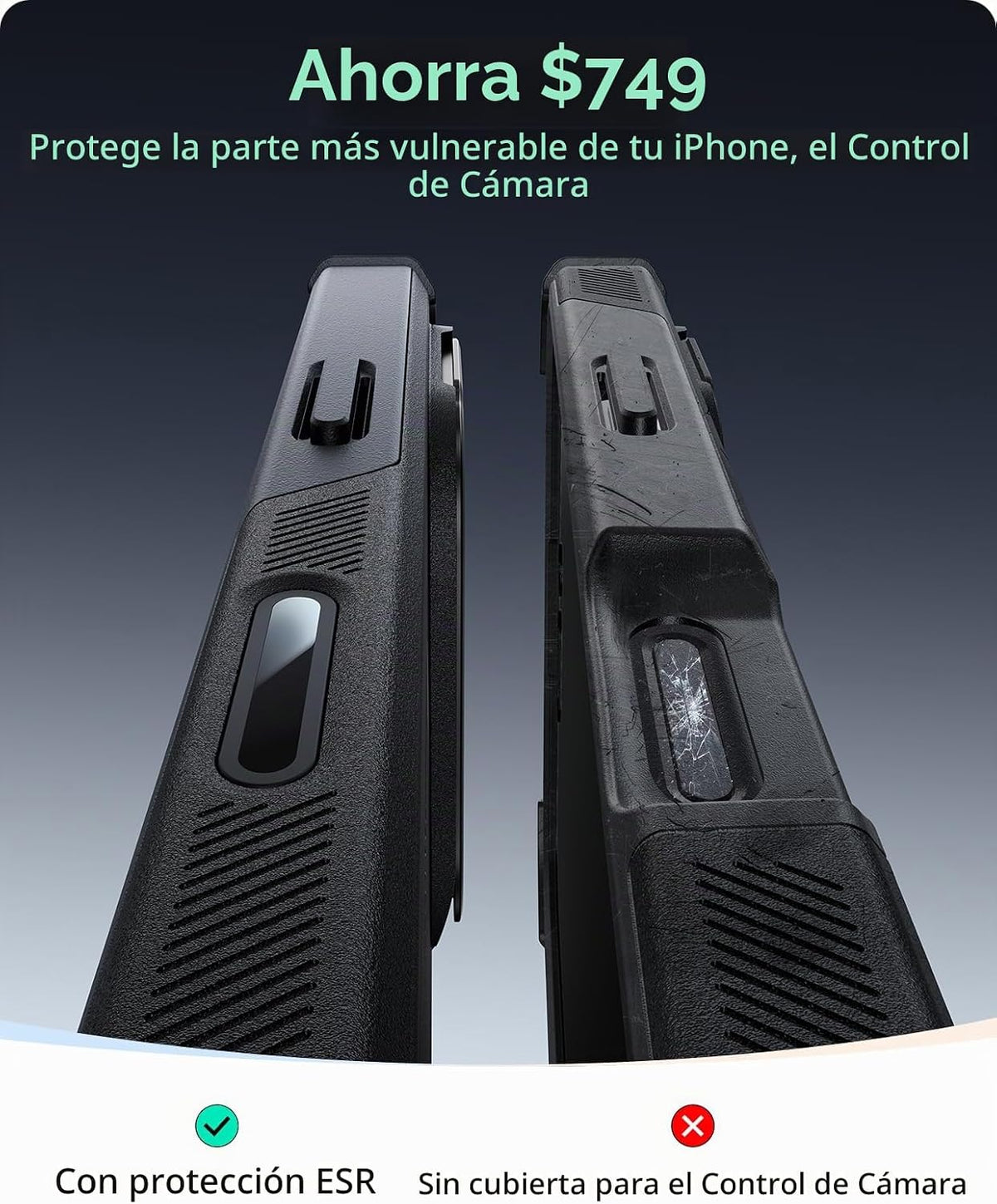 ESR Cyber Tough para iPhone 16 Case con Flex Stand, negro