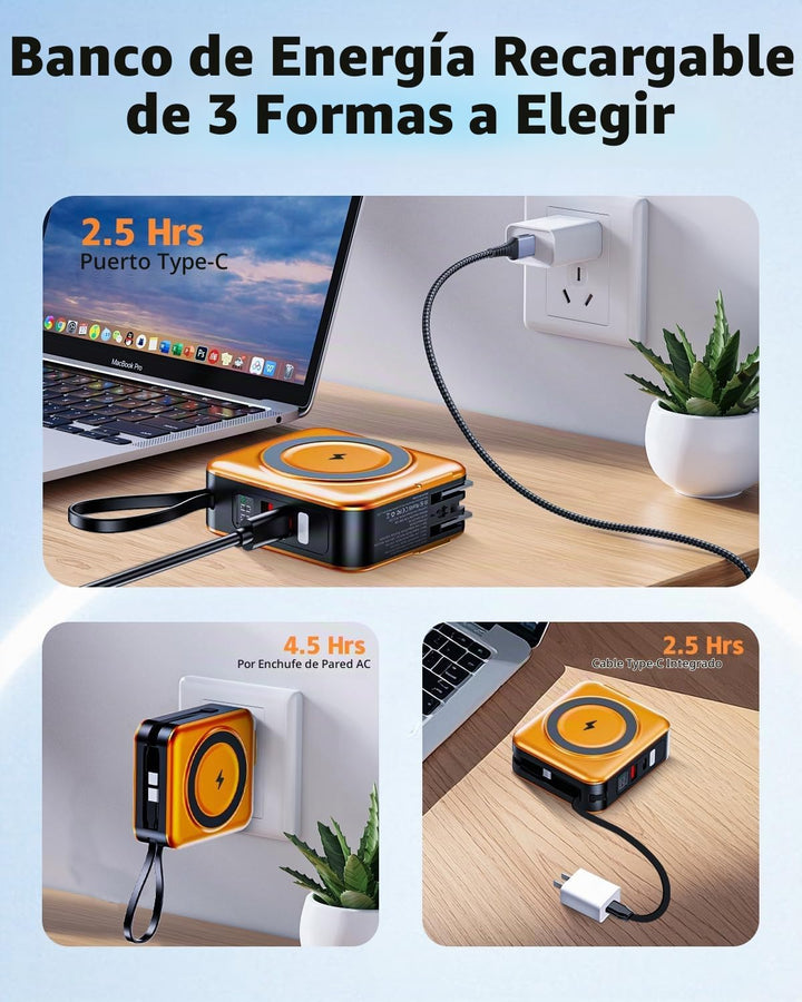 Cargador portátil Magsafe con cables integrados y enchufe de pared...