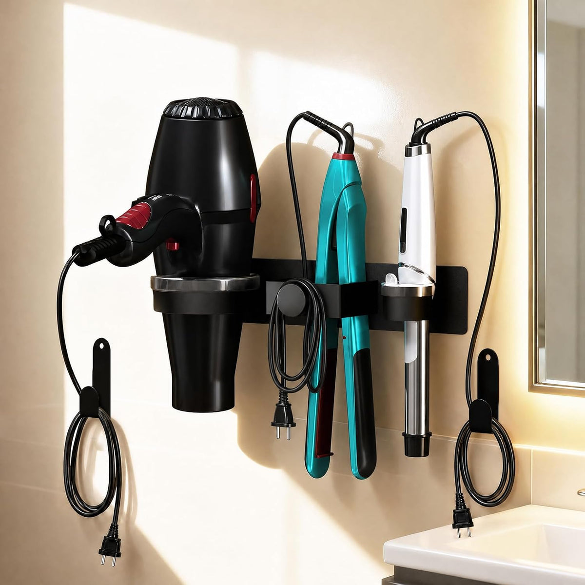 Soporte para secador de pelo montado en la pared, soporte para secadora con