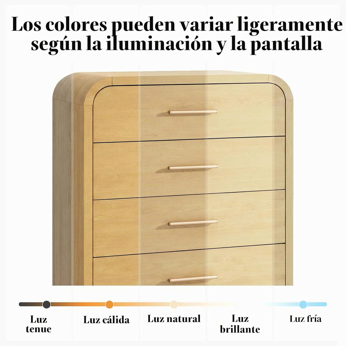 Cómoda curvada de 5 cajones para dormitorio, cómoda de 31 pulgadas de ancho, armario de almacenamiento moderno para pasillo y sala de estar, soporte de TV, certificado FSC de 1.18 pulgadas de