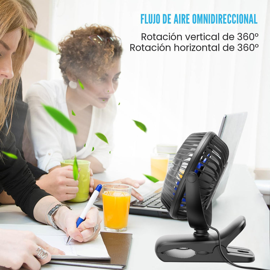 BESKAR Ventilador de clip alimentado por USB, ventilador portátil d...