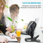 BESKAR Ventilador de clip alimentado por USB, ventilador portátil d...
