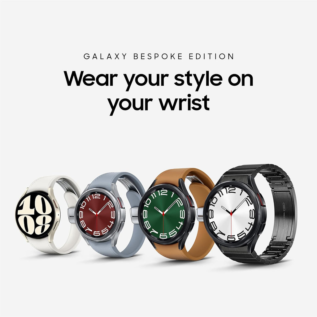Samsung Galaxy Watch 6 Bespoke Edition - Reloj inteligente con Bluetooth exclusivo de 1.73 pulgadas, salud, fitness, sueño, rastreador de recursos humanos, batería mejorada, cristal de zafiro, versión estadounidense, correa plateada con hebilla D, azul
