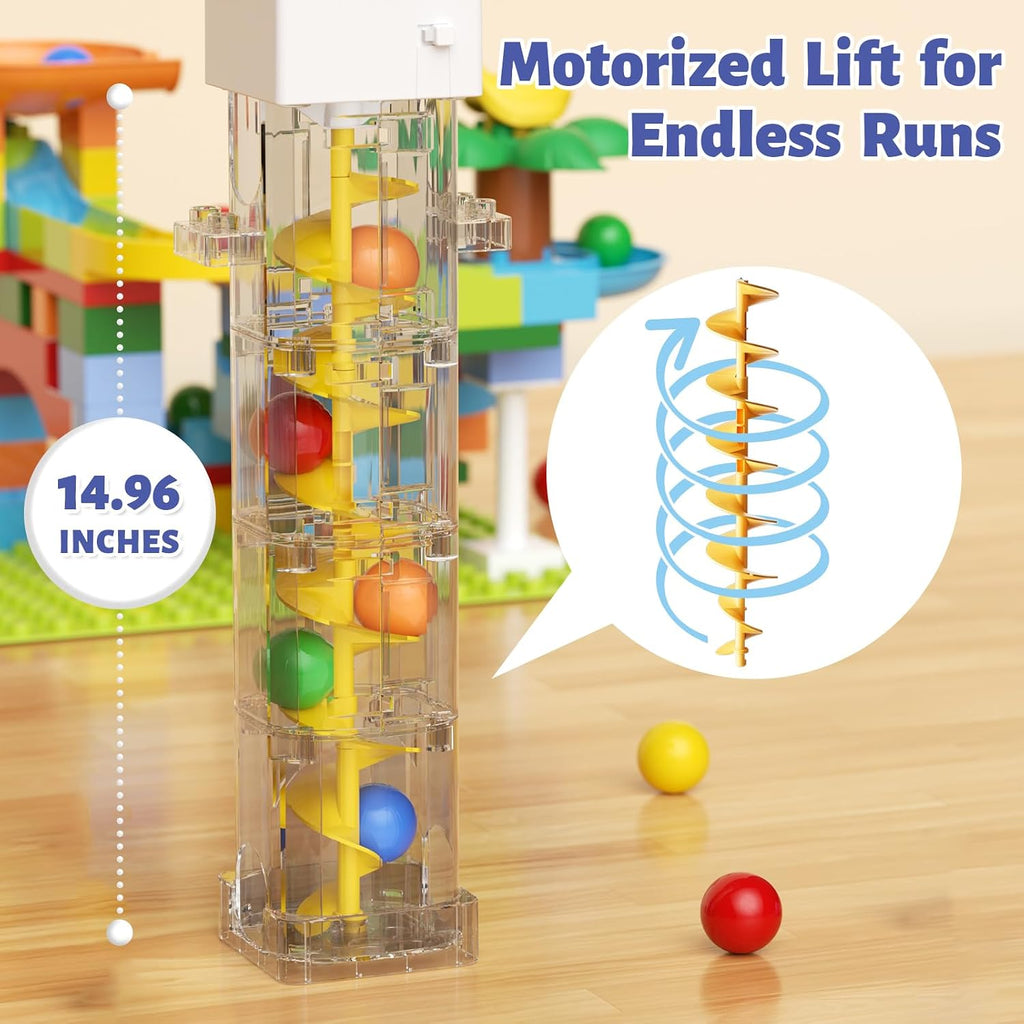 Juguete de Carrera de Mármol con Ascensor Motorizado, Kit de Laberinto de Mármol con Máquina de Movimiento Perpetuo, Juego Educativo de Construcción de Bloques de Construcción STEM, Entrenamiento de