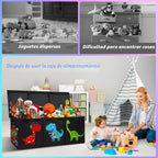 Caja de juguetes Extra Large, cofre de almacenamiento para niños con tapa, 40"x16"x16", negro