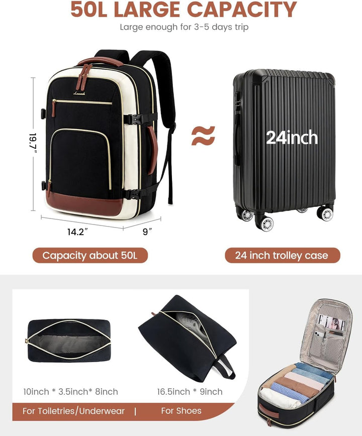 LOVEVOOK Mochila de viaje para mujer y hombre