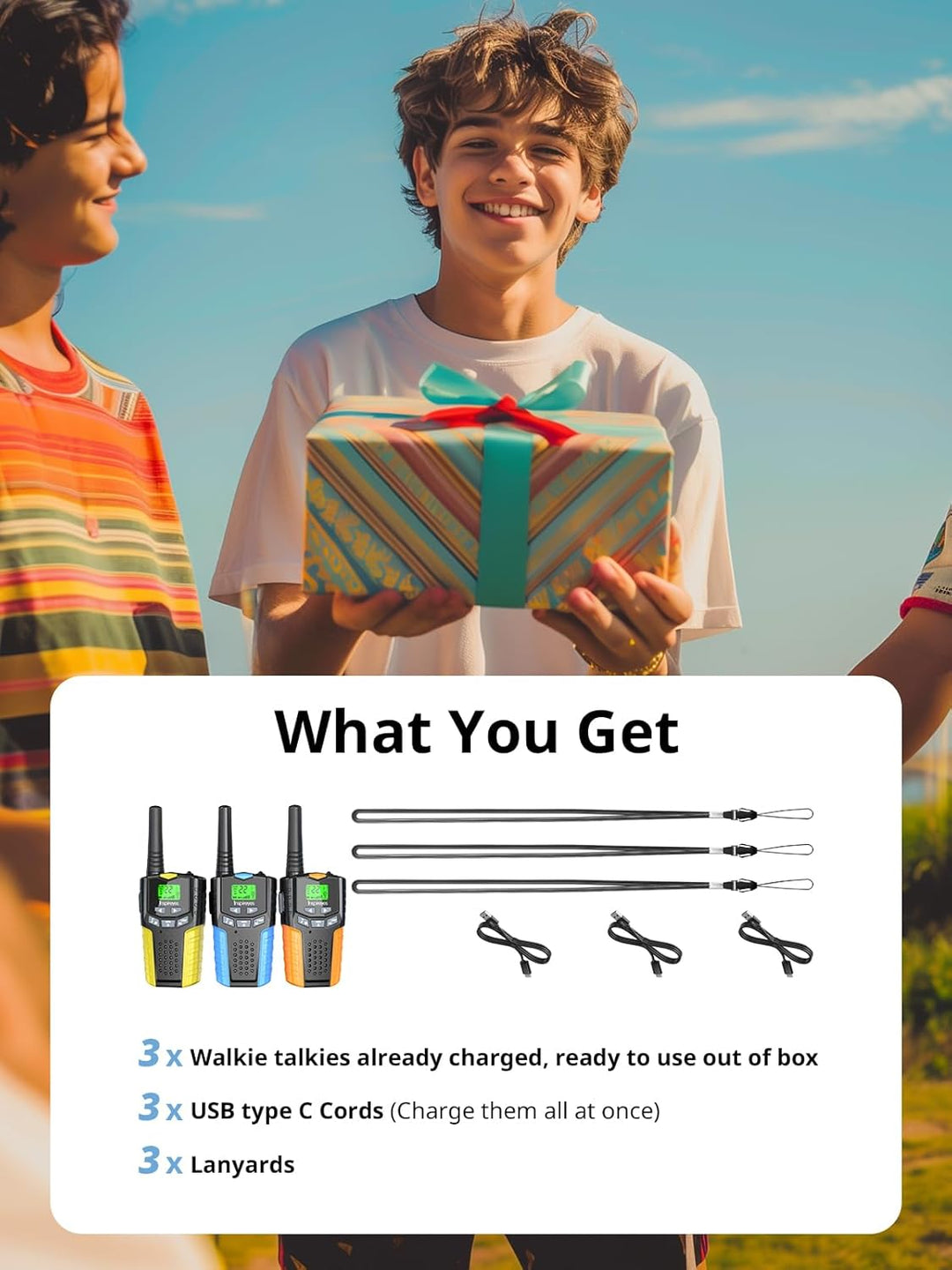Inspireyes Walkie Talkies para niños recargables, juguetes para niñ...