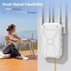 Extensor WiFi para exteriores AC1200, amplificador de señal WiFi para exteriores, IP65 resistente a la intemperie, modo repetidor/AP/enrutador, con PoE, para cámara, patio, Starlink, patio, granja