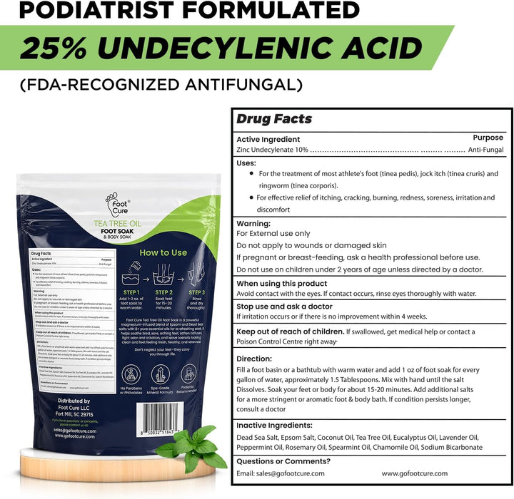 FOOT CURE Aceite de árbol de té para pies con sal de Epsom \u2013 E...