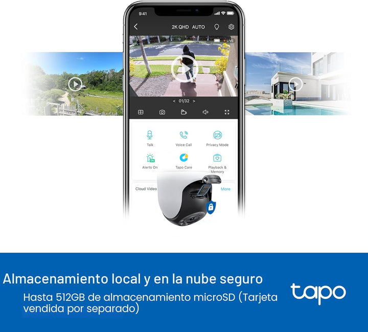 TP-Link Tapo Cámara de Seguridad Wi-Fi para Exteriores 2K QHD con P...