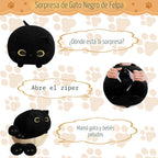 TOYSYM Gato Negro de Peluche Mamá Gato de Peluche Juguetes con 4 Be...