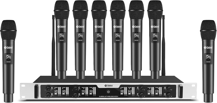 Debra Pro - Sistema de micrófono inalámbrico UHF de 8 canales, empa...