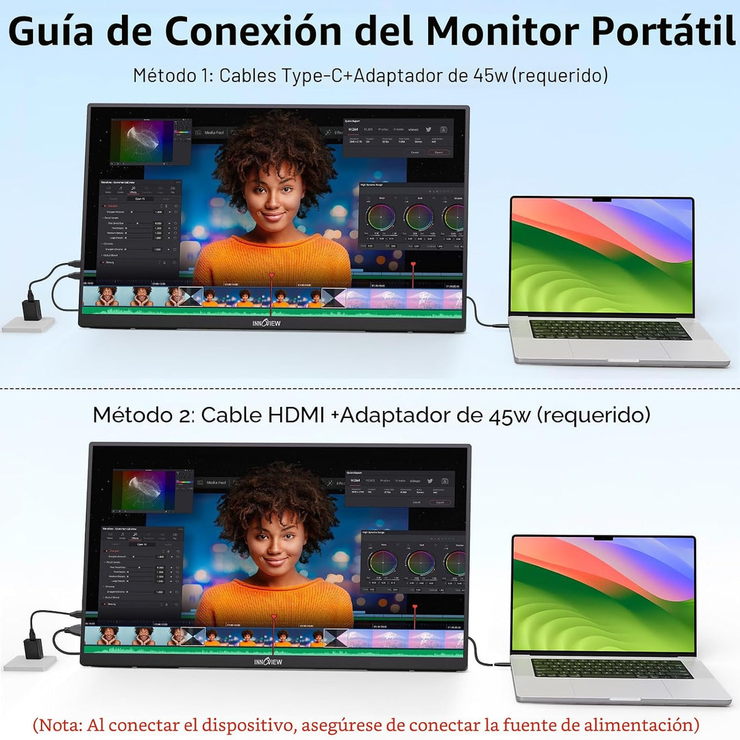 Innoview 23.8\u201D 4K Monitor portátil grande, UHD (3840*2160) 100...