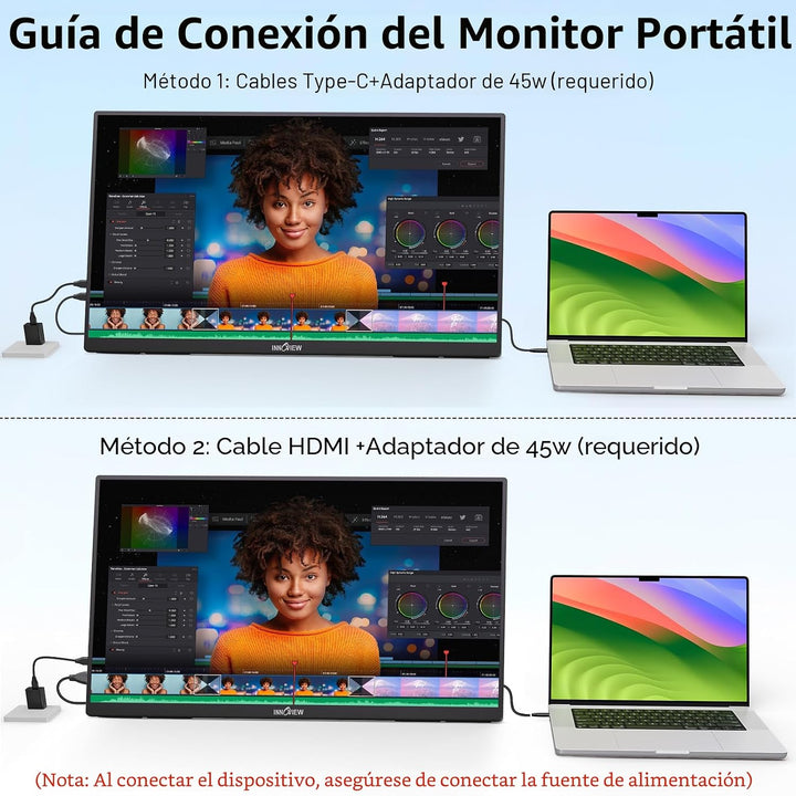 Innoview 23.8\u201D 4K Monitor portátil grande, UHD (3840*2160) 100...