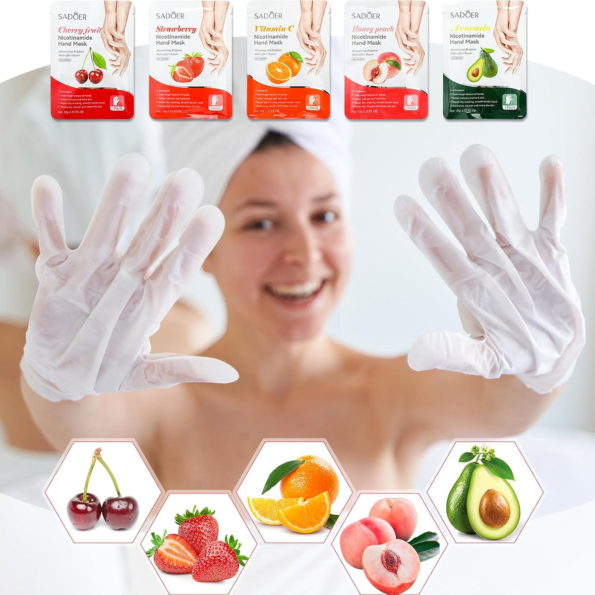 24 Pcs Fruits Beauty Hand Mask Bulk para Women Girl Sister
