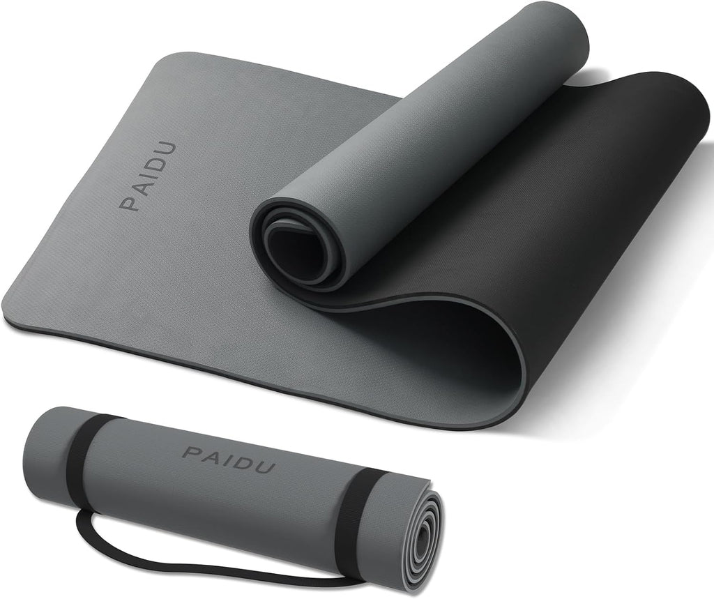 PAIDU POE Esterilla de Yoga (10 mm) Colchoneta de Fitness Extra Gruesa 72"x24" con Correa de Transporte