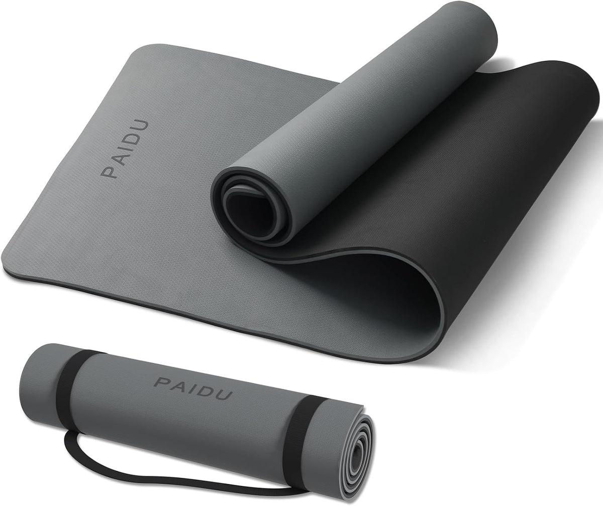 PAIDU POE Esterilla de Yoga (10 mm) Colchoneta de Fitness Extra Gruesa 72"x24" con Correa de Transporte