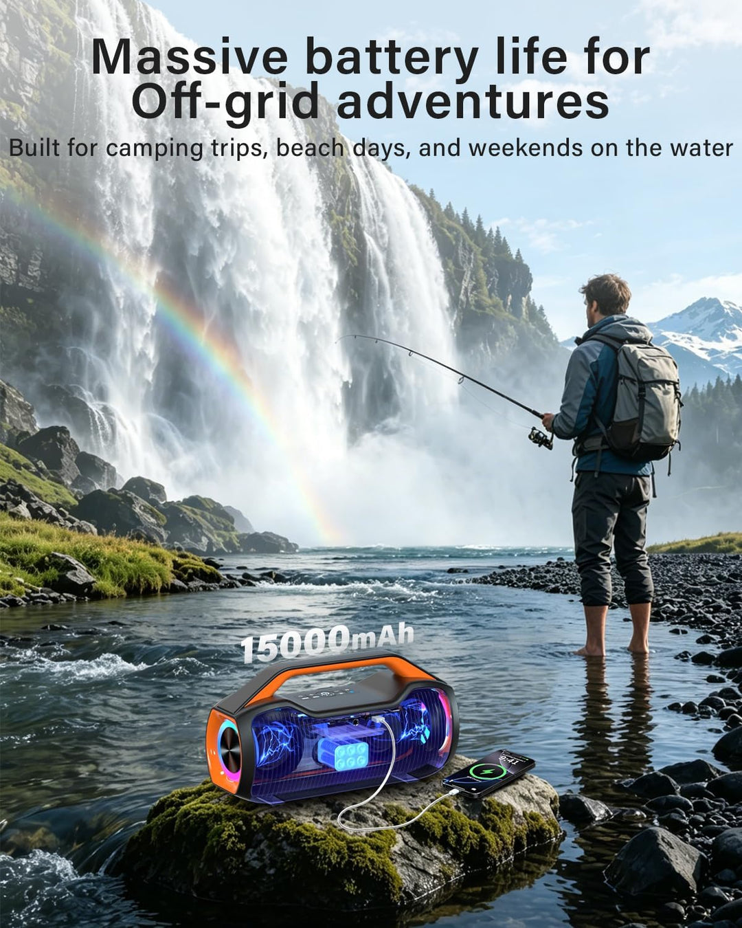 Altavoz Bluetooth portátil de graves de 120 W, potente altavoz inal...