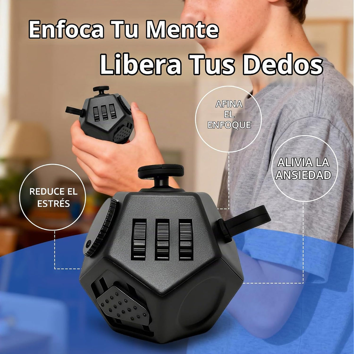 Juego de 4 cubos de juguete antiestrés para adultos y niños para aliviar la