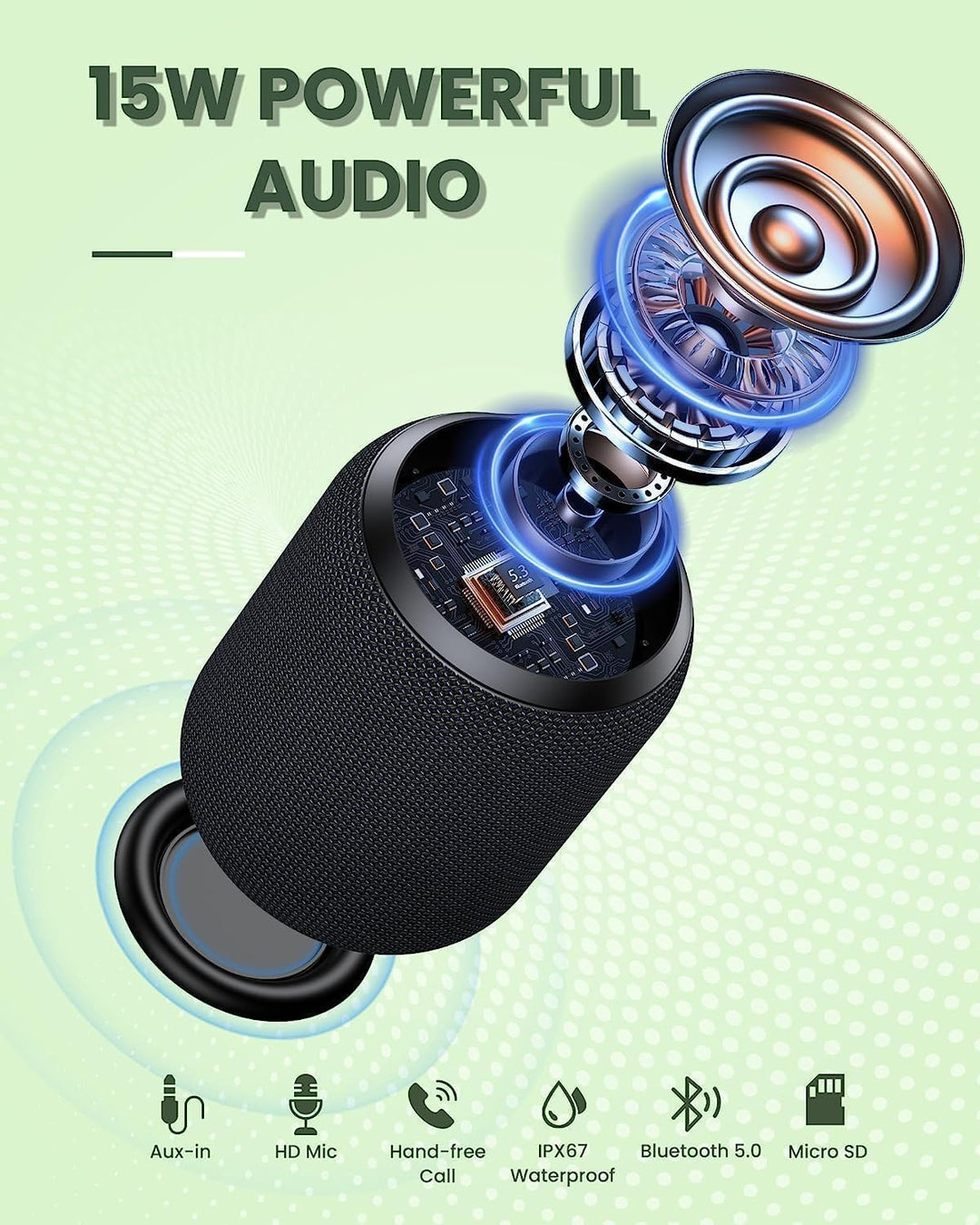 NOTABRICK Altavoces Bluetooth, altavoces portátiles de 15 W Bluetoo...