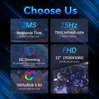 Monitor AMD FreeSync de 22" FHD 75Hz, sRGB 99%, HDMI, EyeCare p...