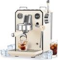 Gemilai G3006A - Máquina de café expreso, cafetera de café frío y caliente para el hogar con control de temperatura PID doble, pantalla doble, bomba de 15 bares, programa de preparación ajustable