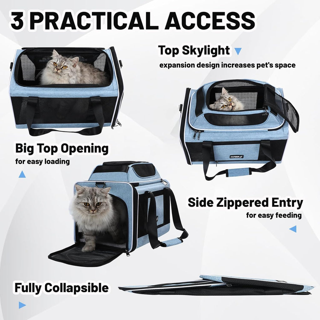 Transportadora Cat Top expandible 18x11x11, aprobada por United y Delta