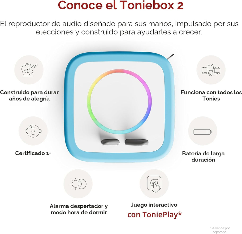 Toniebox 2 My First Farm Bundle para niños de 1 años en adelante, con vaca, caballo y cerdo suaves y exprimibles, azul cielo