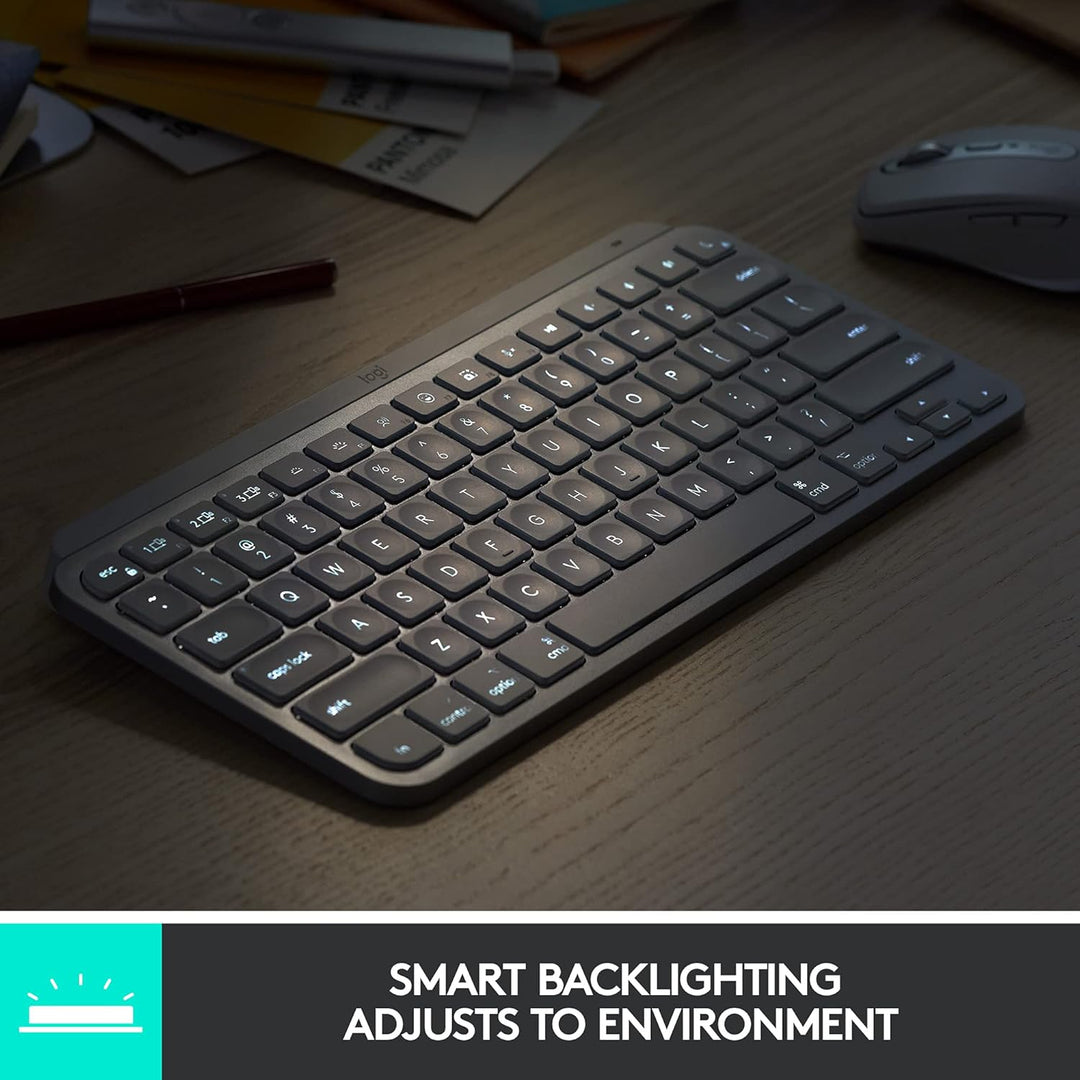Logitech MX Keys Mini - Teclado minimalista, inalámbrico, iluminado...