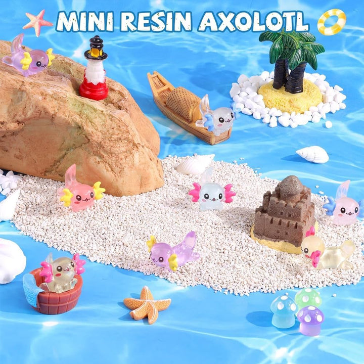 32 piezas de figuras luminosas en miniatura de ajolotes de