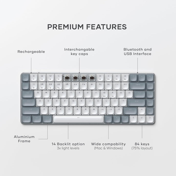 Satechi SM1 - Teclado mecánico 75% para Mac y Windows, teclado Blue...