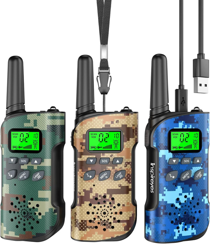 Inspireyes Walkie Talkies para niños recargables, juguetes para niñ...