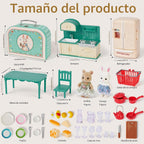 Juego de maletas de muebles de cocina para niños, 2 muñecas flexibles, mesa de comedor, utensilios de cocina, vajilla, refrigerador, pan, accesorios de casa de muñecas para juegos de simulación, regalo de Navidad y cumpleaños para niñas a partir de 3 años