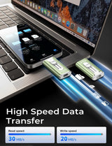 AUAMOZ Mini unidad flash de doble interfaz de 256 GB, memoria portá...
