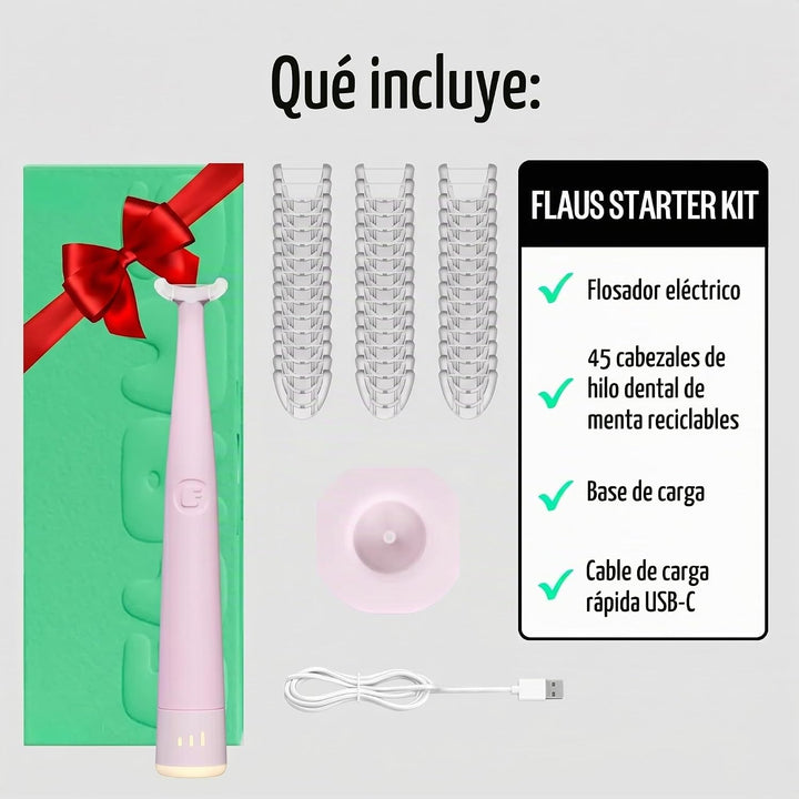 FLAUS Hilo dental eléctrico - Deslizamiento suave - Removedor de pl...