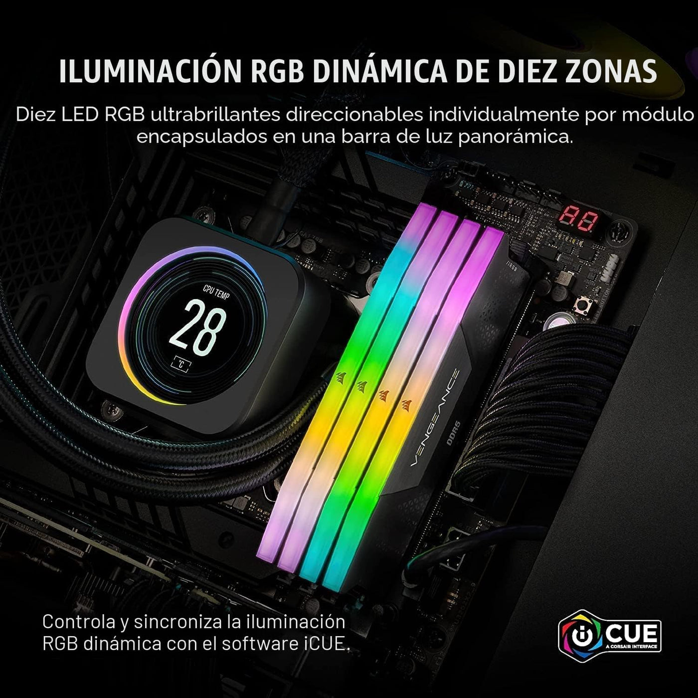 CORSAIR Vengeance RGB DDR5 RAM 32 GB (2 x 16 GB) Hasta 6000 MHz CL3...