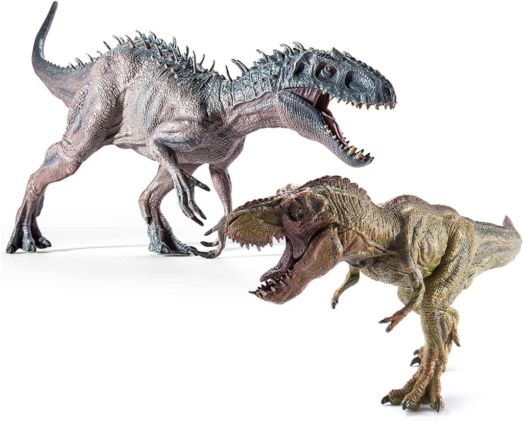 Juego de 2 piezas de dinosaurios, tiranosaurio Rex grande de 15.7 pulgadas y T-rex realista de 12.2 pulgadas, figura de acción de dinosaurio educativa modelo animal de vida silvestre, ideal para coleccionista, recuerdo de fiesta, regalos de cumpleaños
