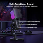 UGREEN Micrófono USB para juegos para transmisión, chat, micrófono