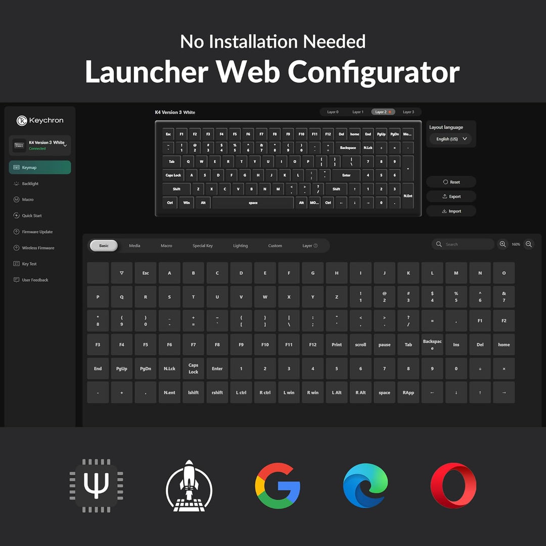 Keychron K4 96% Layout QMK Opciones inalámbricas y cableadas Teclad...