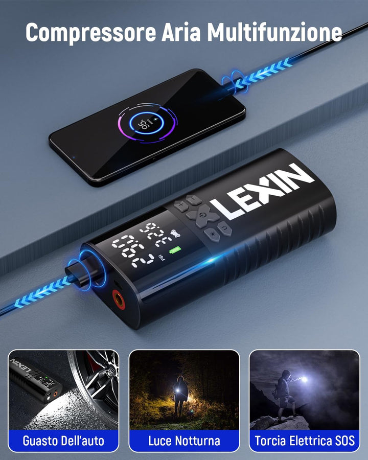 LEXIN P4 Inflador de neumáticos, compresor de aire portátil, bomba...