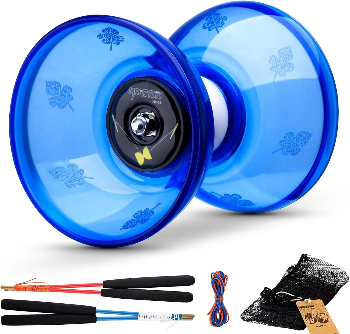 MAGICYOYO - Yoyo Diábolo de 4 pulgadas para niños con rodamiento triple profesional, color azul