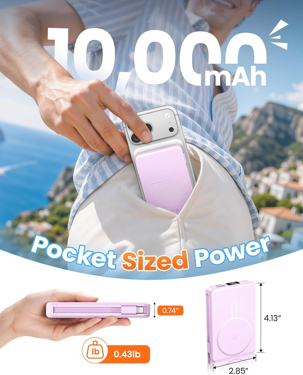 Cargador portátil magnético 10000mAh para MagSafe Power Bank integrado