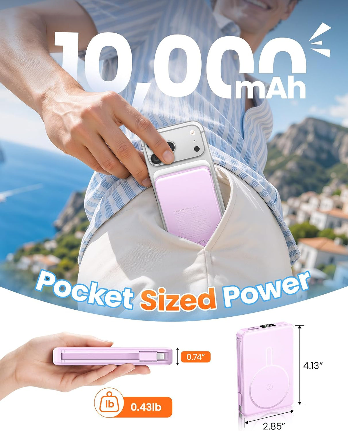 Cargador portátil magnético 10000mAh para MagSafe Power Bank integrado