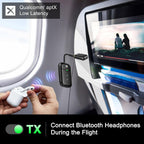 Receptor transmisor Bluetooth, adaptador de audio inalámbrico para avión/TV