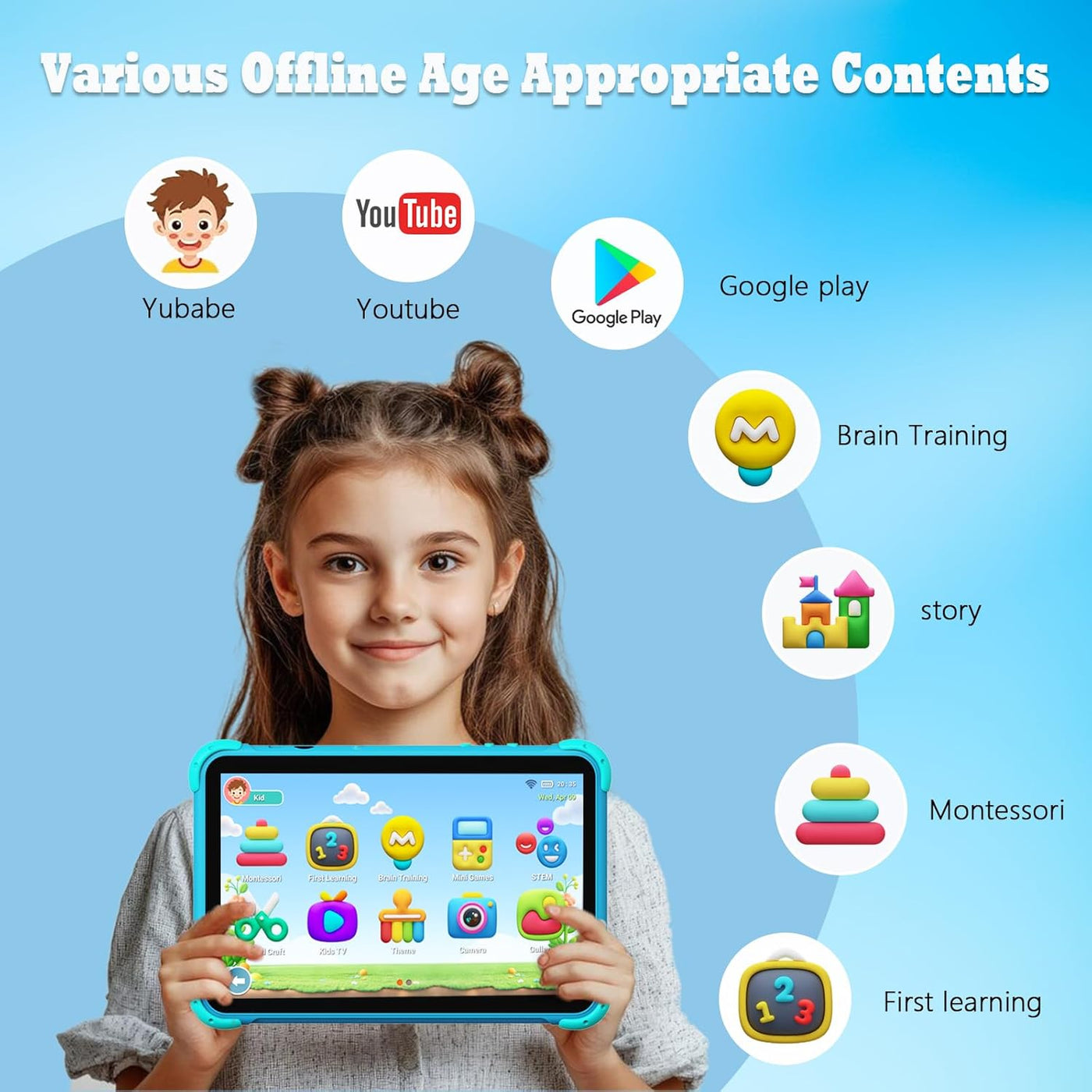 Tablet para niños de 10 pulgadas, tablet para niños, tabletas Andro...