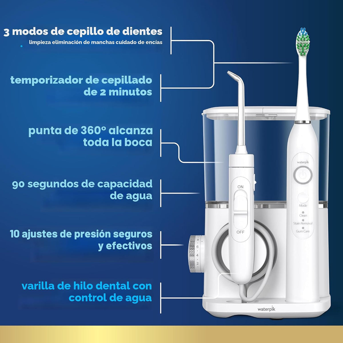 Waterpik Sensonic Complete Care - Combo de hilo dental y cepillo de dientes eléctrico