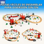 TOY Life Wooden Train Set con Crane, 81-Pc Track, Boys 3-8